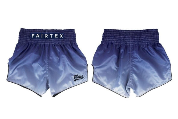 Fairtex Blue Fade Slim Cut Muay Thai Shorts - MMA Warehouse