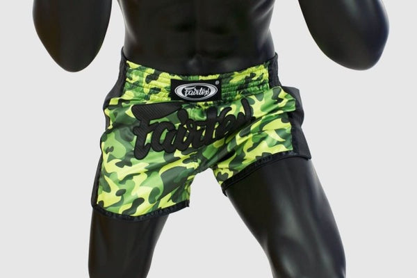 Fairtex Green Camo Slim Cut Kickboxing Shorts - MMA Warehouse