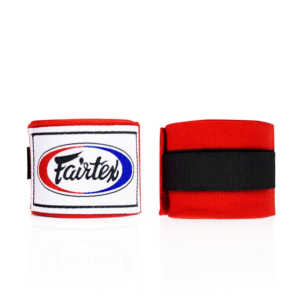 Fairtex HW2 Elastic Cotton Hand Wraps - Black/Red - 120"/180" - MMA Warehouse