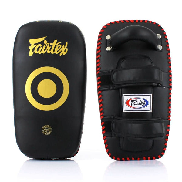 Fairtex KPLC5 Light Weight Thai Kick Pads - Black/Gold - Pair - MMA Warehouse