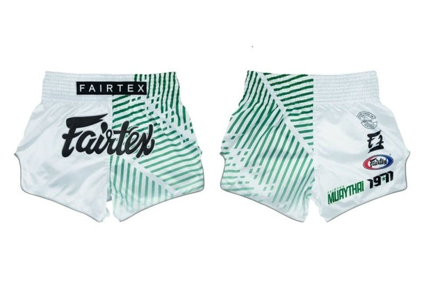 Fairtex "Racer" White Slim Cut Muay Thai Shorts - MMA Warehouse