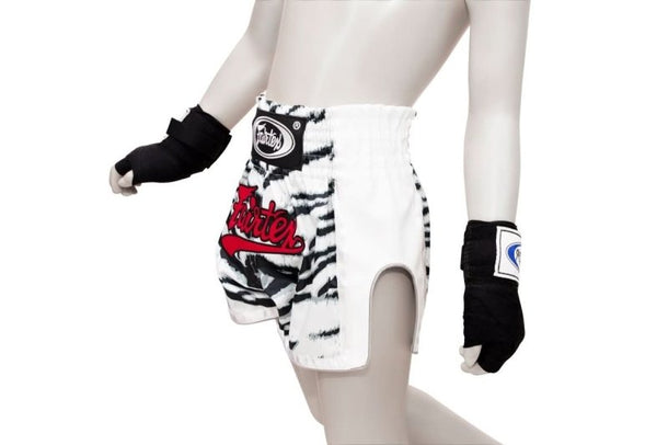 Fairtex "White Tiger" Kids Kickboxing Shorts - MMA Warehouse