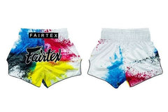 Fairtex "Acid Jazz" White Muay Thai Shorts - MMA Warehouse