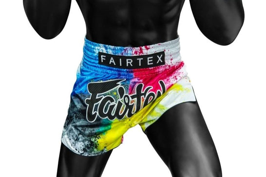 Fairtex "Acid Jazz" White Muay Thai Shorts - MMA Warehouse