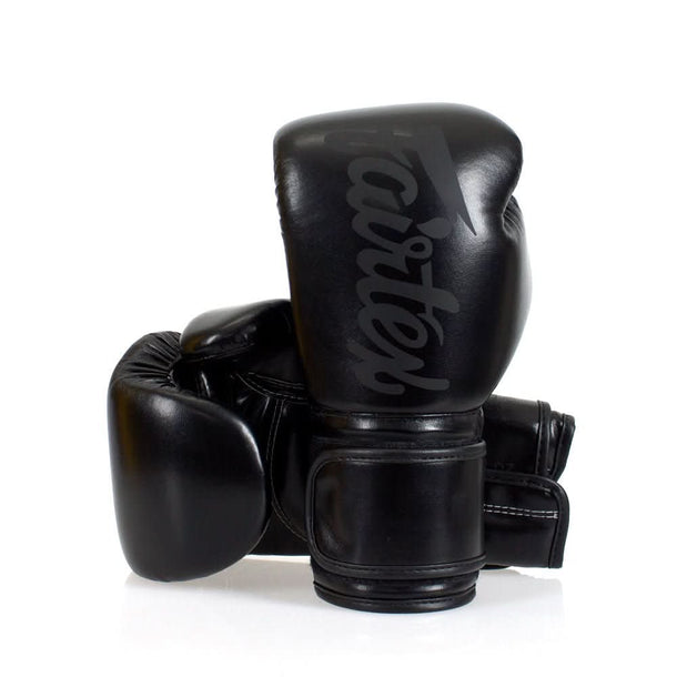 Fairtex BGV14 Solid Black Microfiber Boxing Gloves - MMA Warehouse