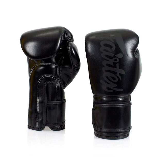 Fairtex BGV14 Solid Black Microfiber Boxing Gloves - MMA Warehouse