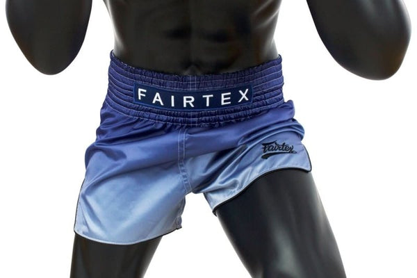 Fairtex Blue Fade Slim Cut Muay Thai Shorts - MMA Warehouse