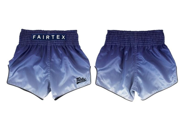 Fairtex Blue Fade Slim Cut Muay Thai Shorts - MMA Warehouse