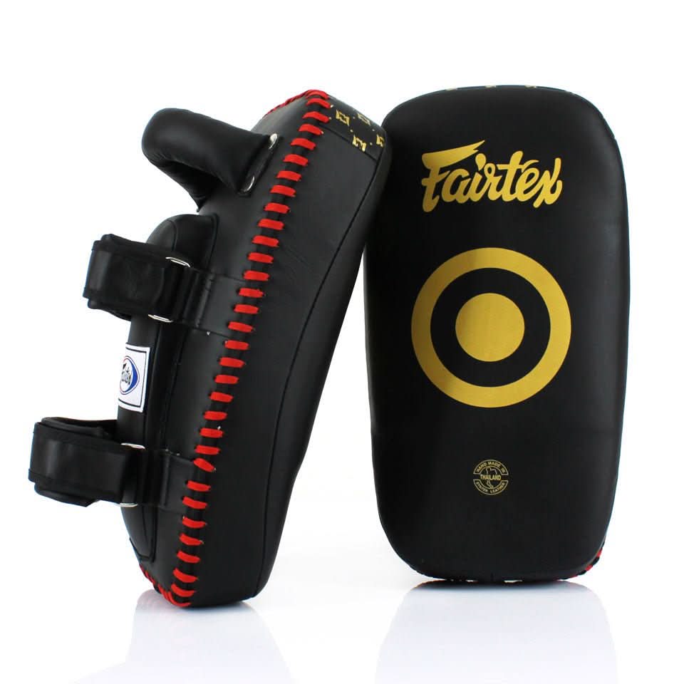 Fairtex KPLC5 Light Weight Thai Kick Pads - Black/Gold - Pair - MMA Warehouse