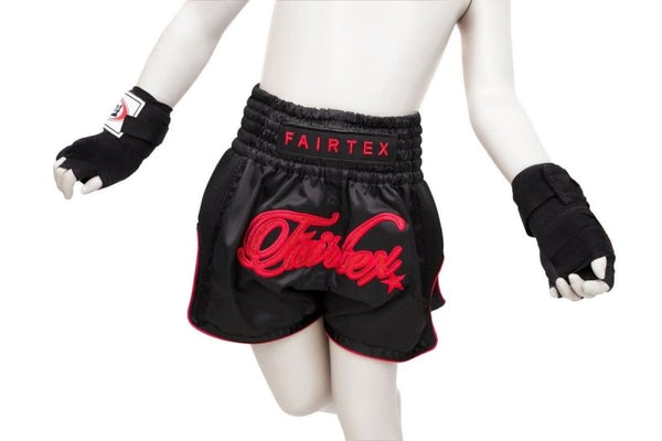 Fairtex "Midnight Red" Kids Kickboxing Shorts - MMA Warehouse
