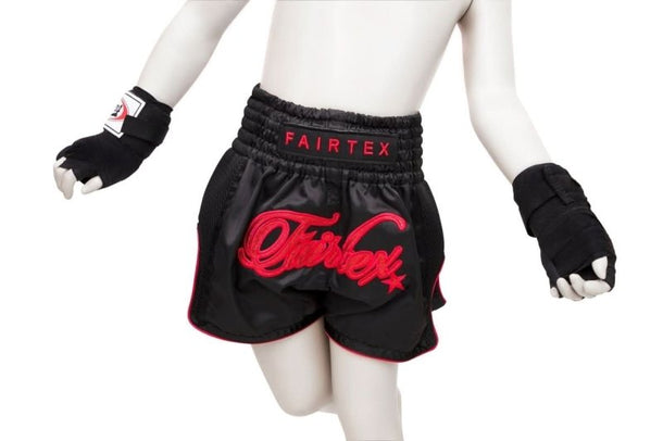 Fairtex "Midnight Red" Kids Kickboxing Shorts - MMA Warehouse