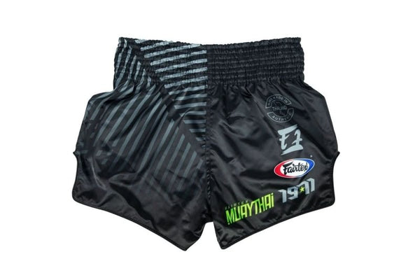 Fairtex "Racer" Black Slim Cut Muay Thai Boxing Shorts - MMA Warehouse