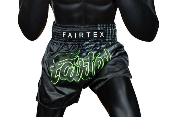 Fairtex "Racer" Black Slim Cut Muay Thai Boxing Shorts - MMA Warehouse