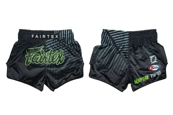Fairtex "Racer" Black Slim Cut Muay Thai Boxing Shorts - MMA Warehouse
