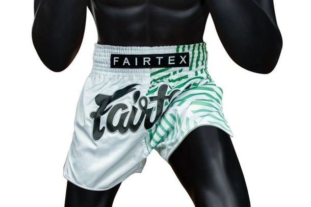 Fairtex "Racer" White Slim Cut Muay Thai Shorts - MMA Warehouse