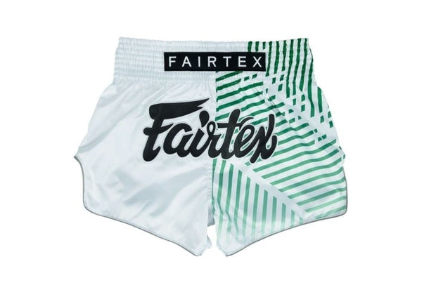 Fairtex "Racer" White Slim Cut Muay Thai Shorts - MMA Warehouse