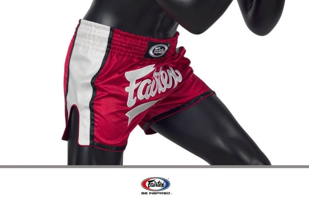 Fairtex Red/White Slim Cut Muay Thai Short - MMA Warehouse