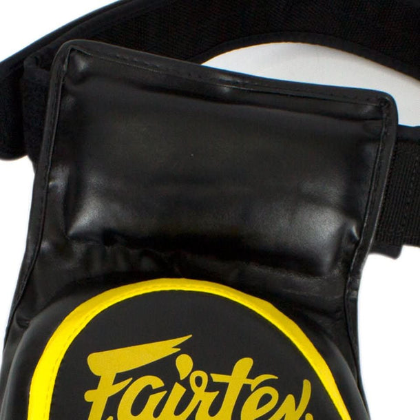 Fairtex TP4 Lightweight Thigh Pads - Black/Yellow - Pair - MMA Warehouse