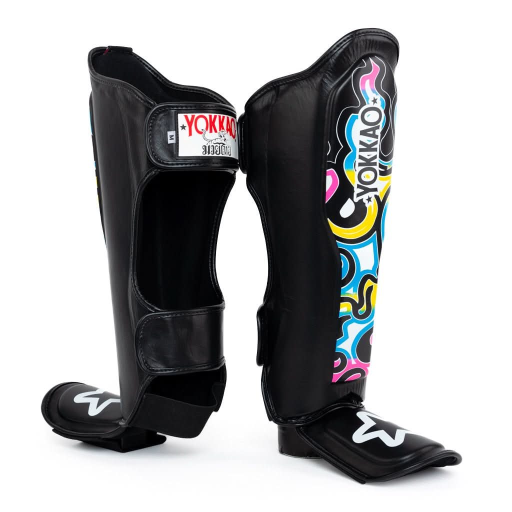 YOKKAO 'Flames' Muay Thai & Kickboxing Shin Guards - Leather
