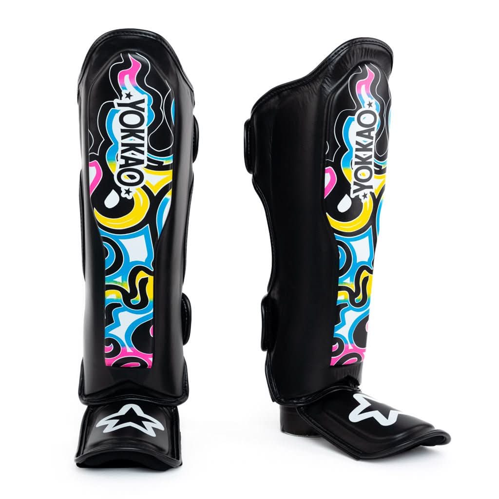 YOKKAO 'Flames' Muay Thai & Kickboxing Shin Guards - Leather