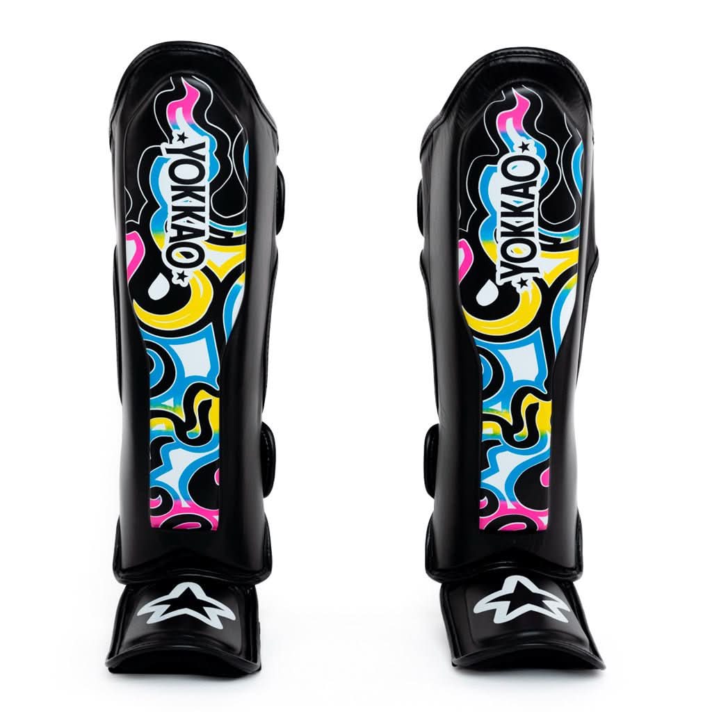 YOKKAO 'Flames' Muay Thai & Kickboxing Shin Guards - Leather