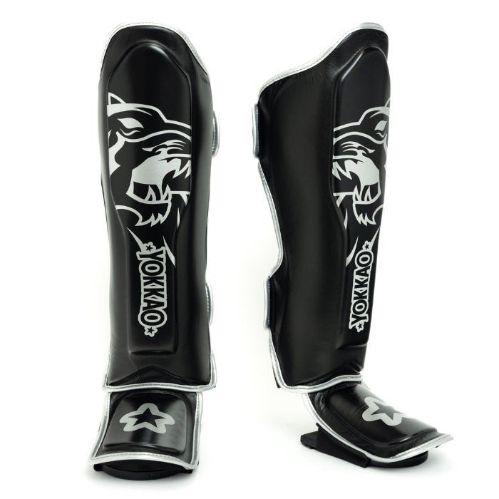 YOKKAO 'Original' Shin Guards - Silver - Microfiber Leather